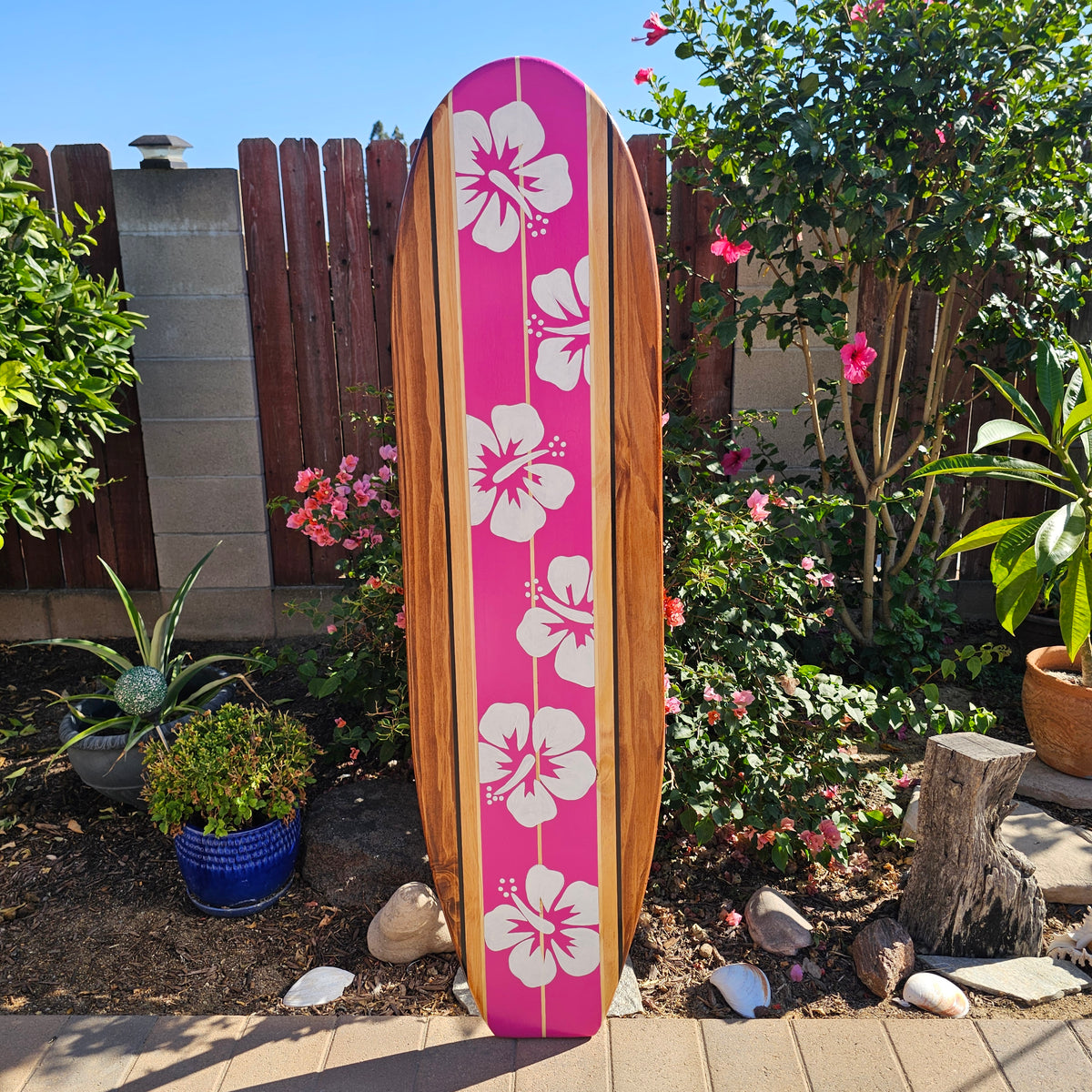 Tropical Surfboard Wall Art decor | Hawaiian Hibiscus Decor