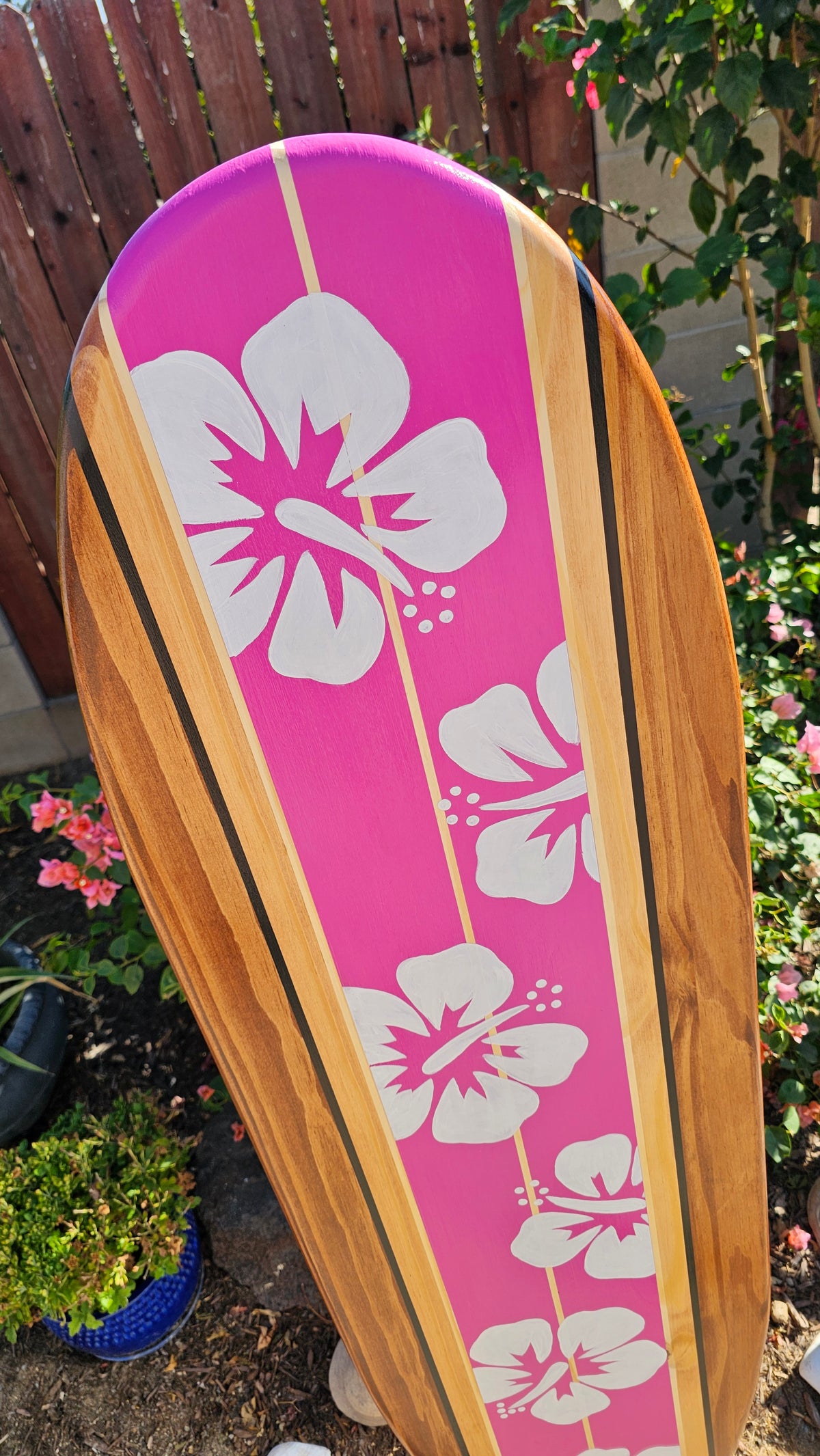 Tropical Surfboard Wall Art decor | Hawaiian Hibiscus Decor