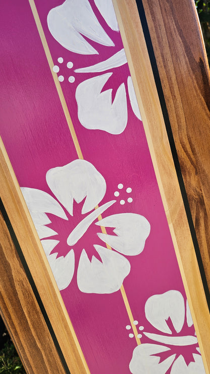 Tropical Surfboard Wall Art decor | Hawaiian Hibiscus Decor