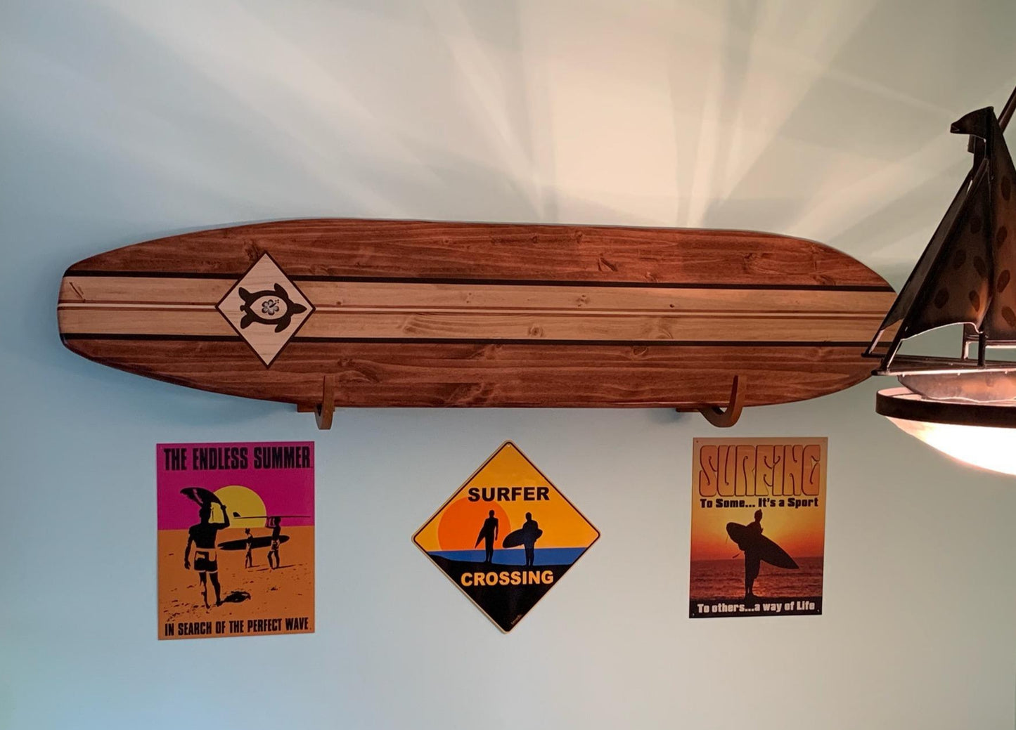 Classic Turtle Surfboard Wall Art Decor | Tropical Beach Decor