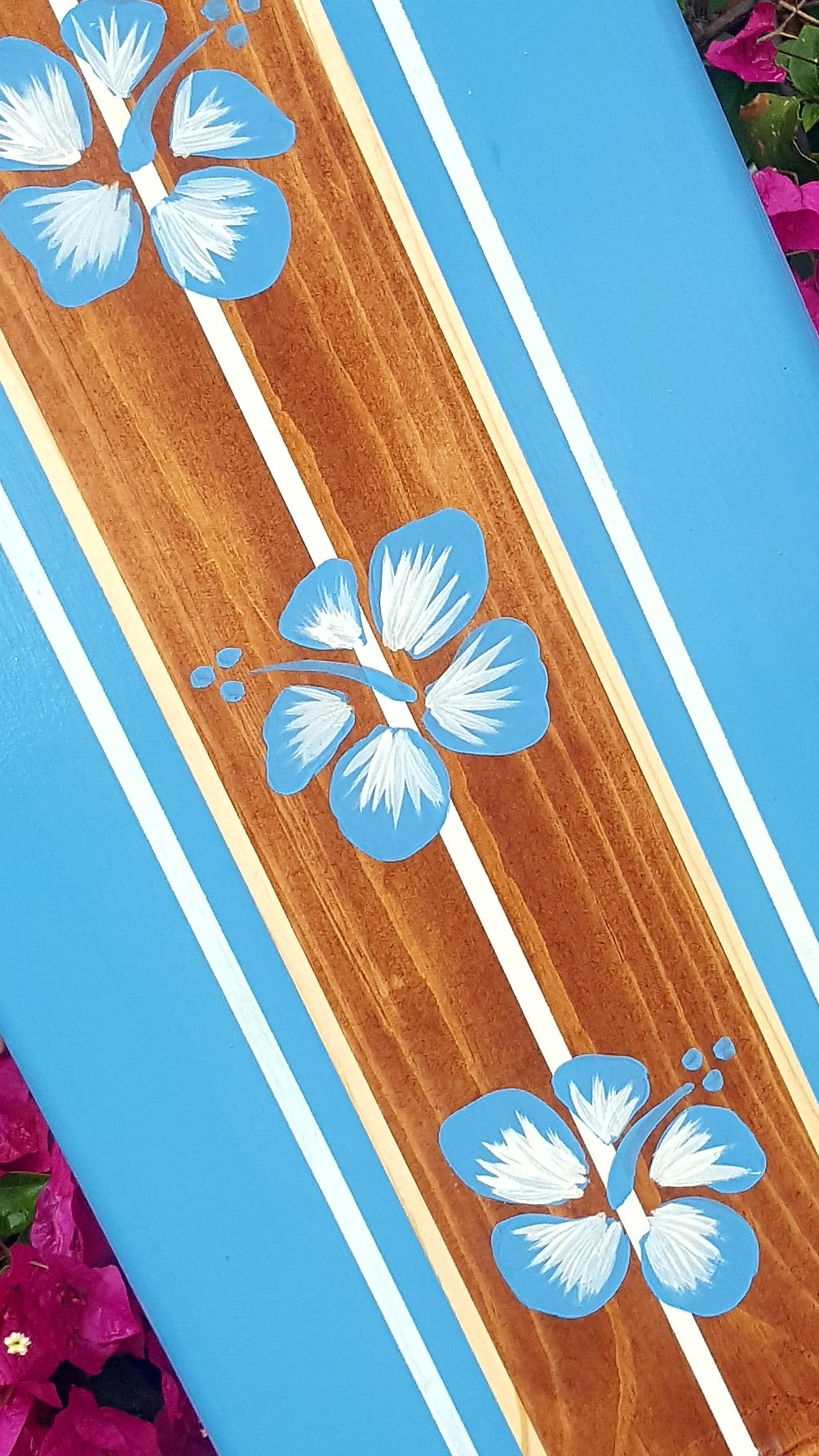 Blue Hibiscus Surfboard Wall Art Beach Decor 4-21