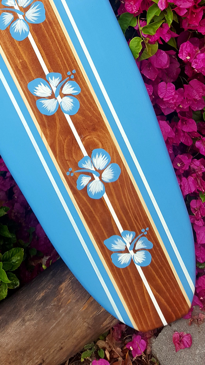 Blue Hibiscus Surfboard Wall Art Beach Decor 4-21