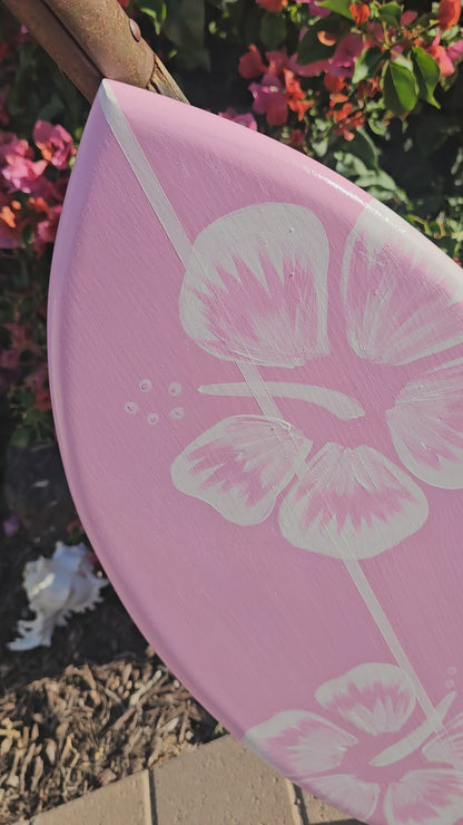 Pink Hibiscus Surfboard Wall Art | Tropical Beach Decor