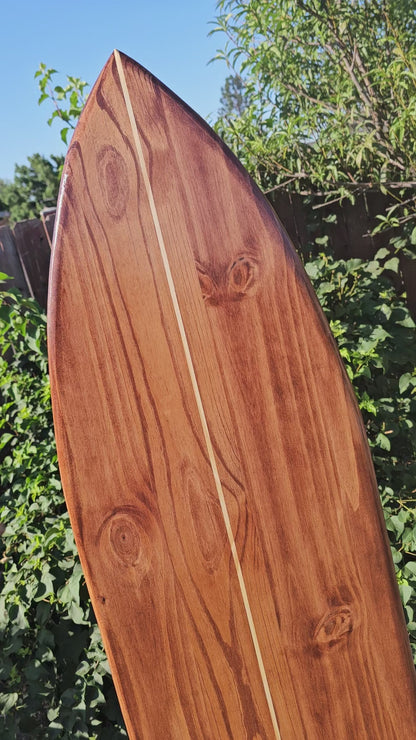 Mahogany Fishtail Surfboard Wall Art | Tropical Beach Decor