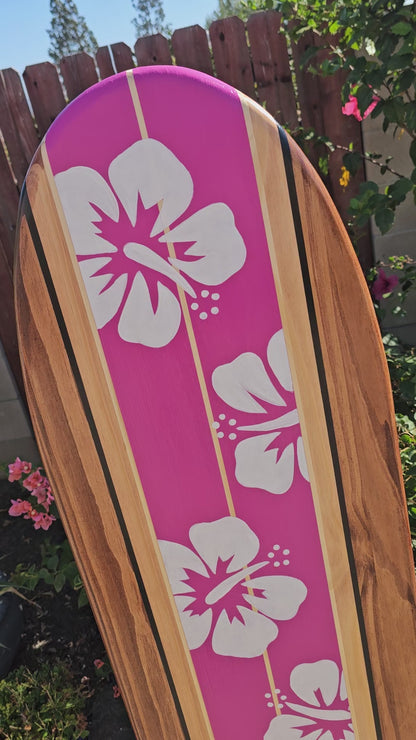 Tropical Surfboard Wall Art decor | Hawaiian Hibiscus Decor