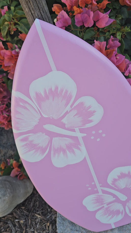 PINK Surfboard Wall Art | Hibiscus Decor