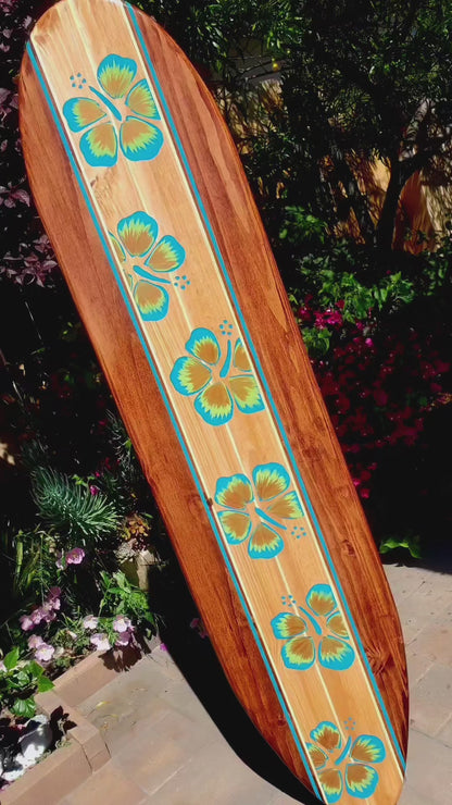 Tropical Surfboard Wall Art decor | Hawaiian decoration | Hibiscus Surf board | 16C