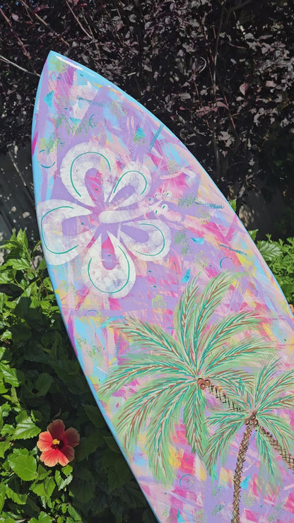 Tropical Surfboard Wall art | Palm trees