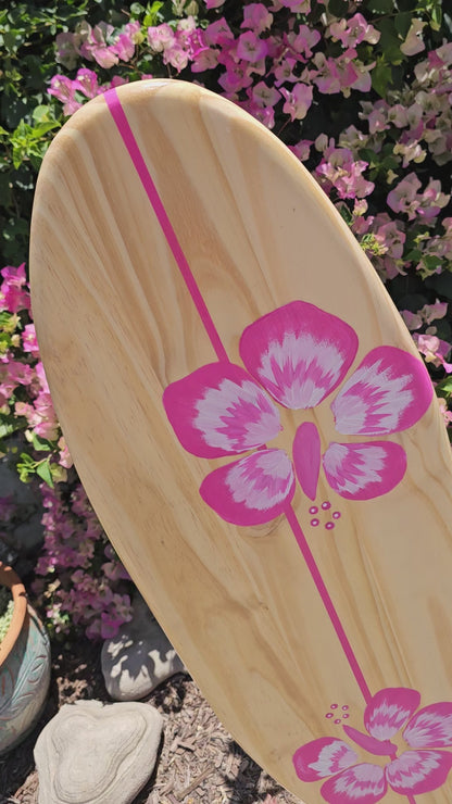 Pink Surfboard wall art | Tropical Beach Decor
