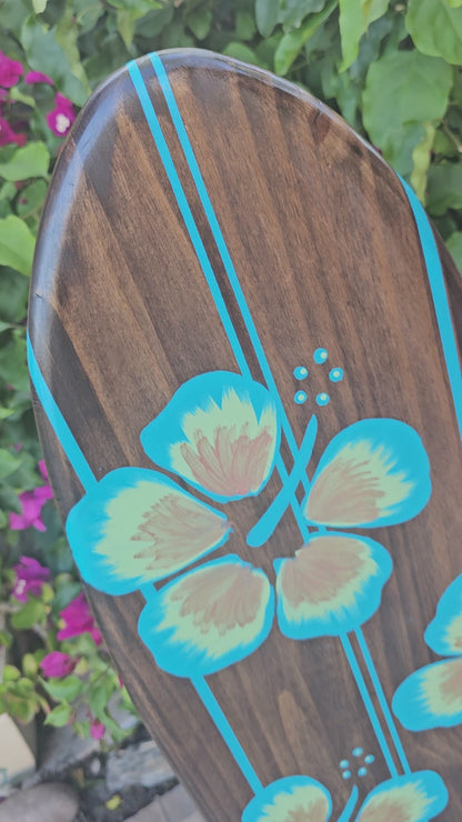 Copper Hibiscus Surfboard Wall Art | Beach Decor