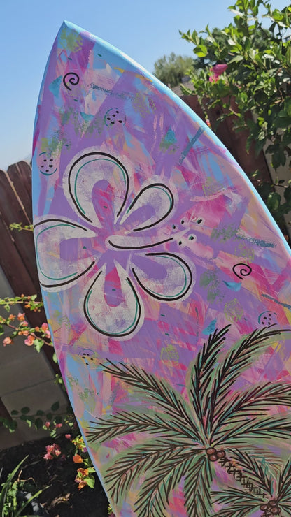 Tropical Surfboard Wall art | Palm trees