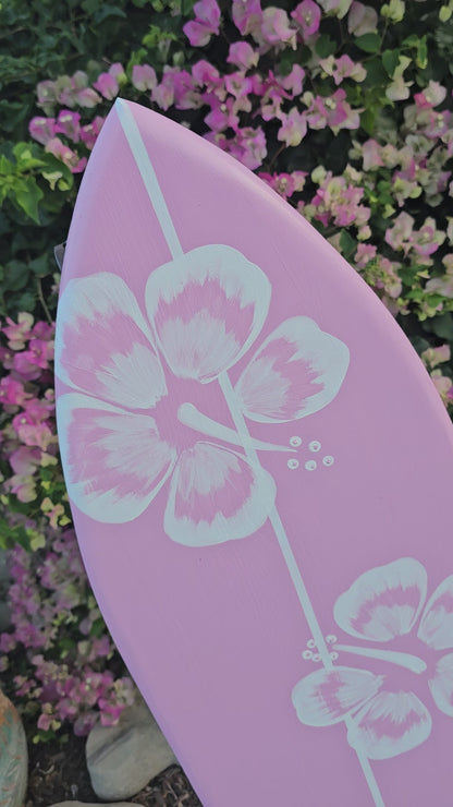 Pink Surfboard wall art | Tropical Beach Decor