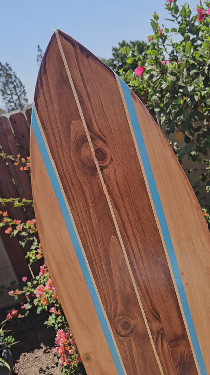 Blue striped Surfboard Wall Art | Tropical beach Decor