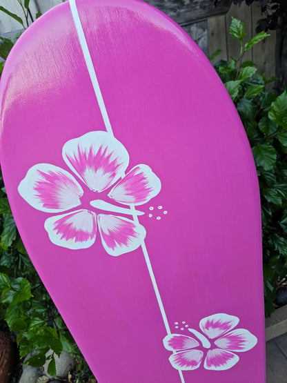 Hot pink Hibiscus Surfboard 🌸 Tropical Wall Art