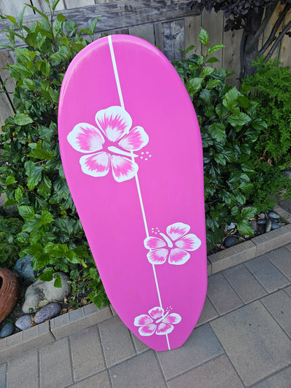 Hot pink Hibiscus Surfboard 🌸 Tropical Wall Art