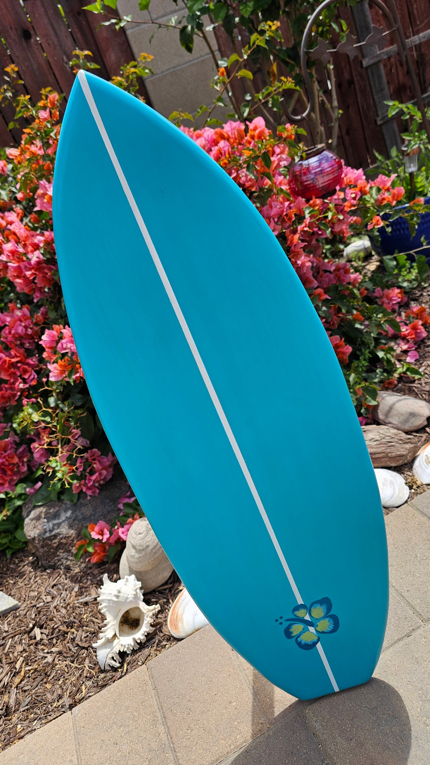 Teal Surfboard wall art | Tropical Beach Decor
