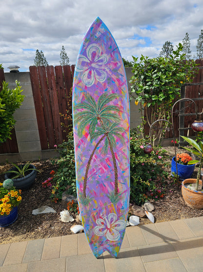 Tropical Surfboard Wall art | Palm trees