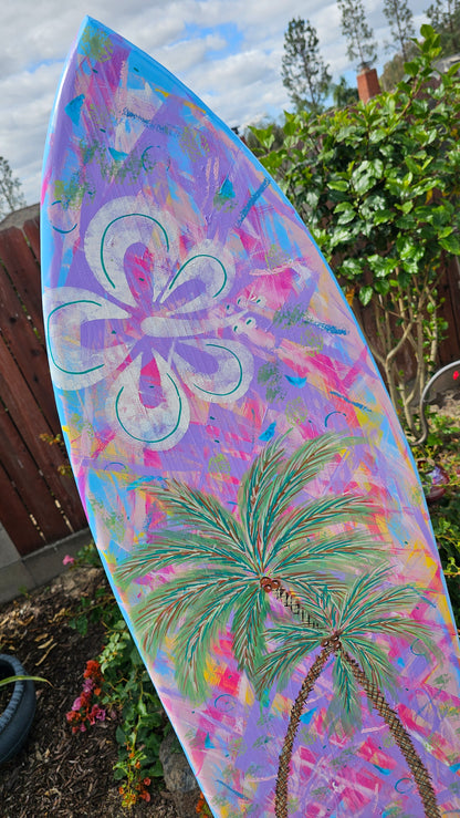 Tropical Surfboard Wall art | Palm trees