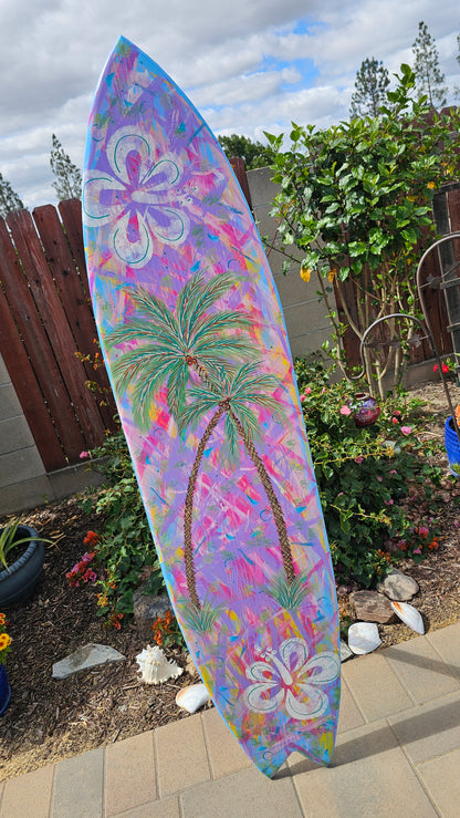 Tropical Surfboard Wall art | Palm trees