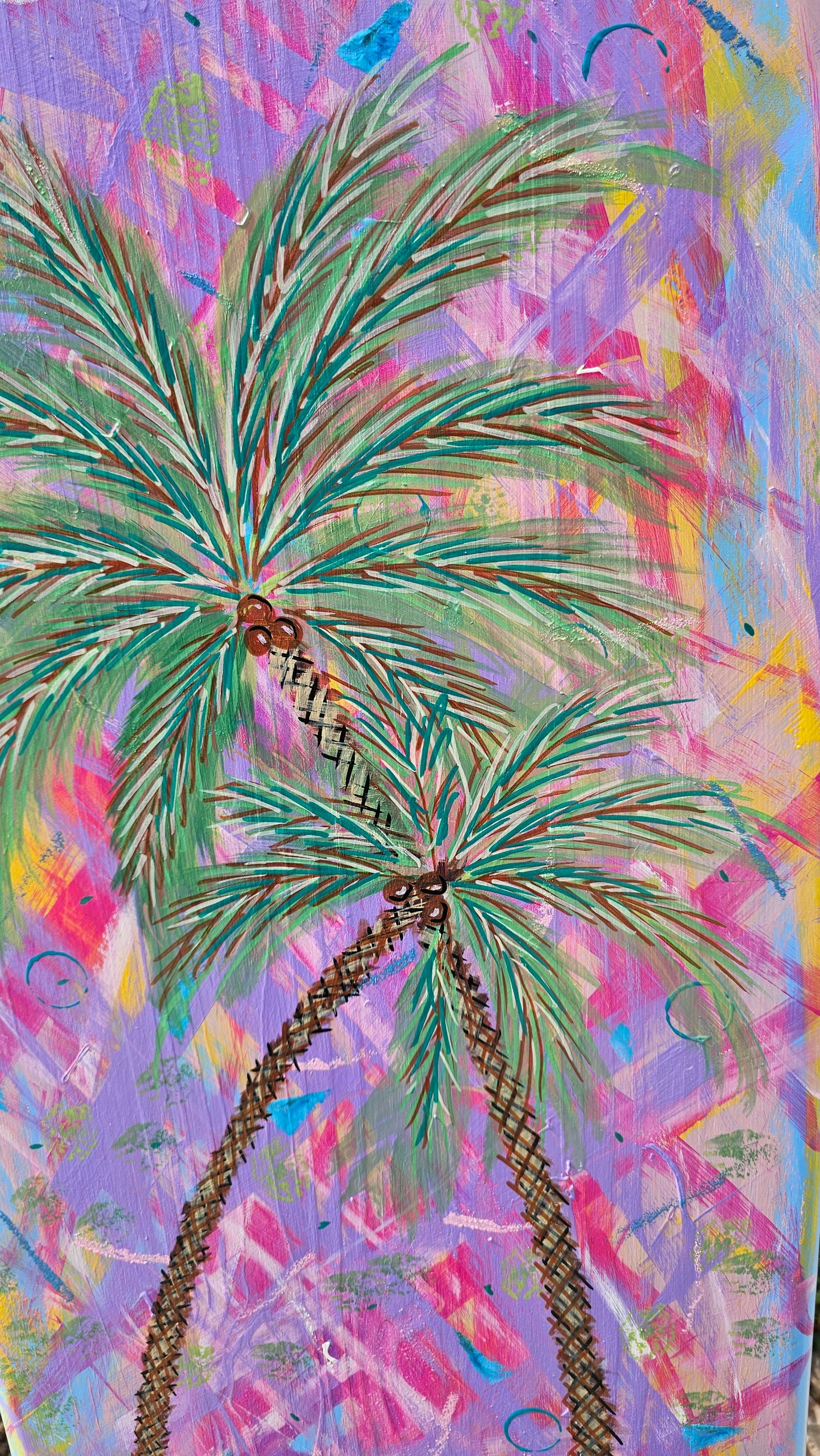 Tropical Surfboard Wall art | Palm trees