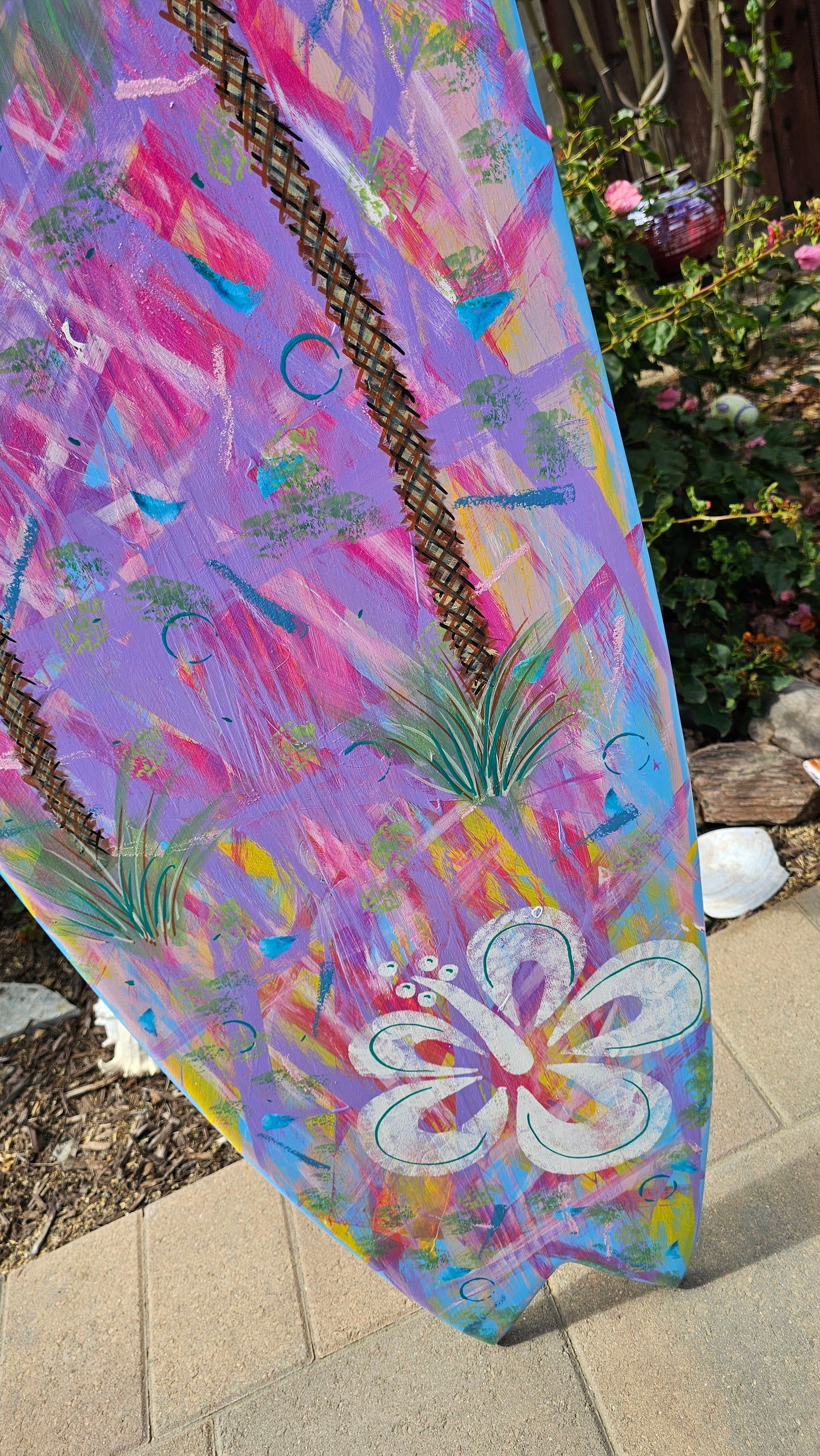 Tropical Surfboard Wall art | Palm trees