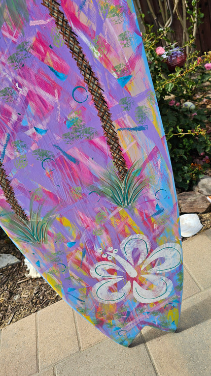 Tropical Surfboard Wall art | Palm trees